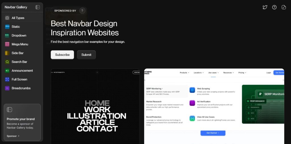 Design Inspiration Websites Navbar Gallery Design Inspiration Website