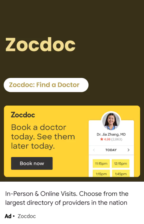 Display Ad Examples Zocdoc Display Ad Display Ad Examples